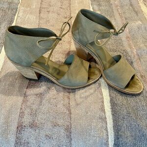 Eileen Fisher Gray Heeled Sandals with Ankle Strap
